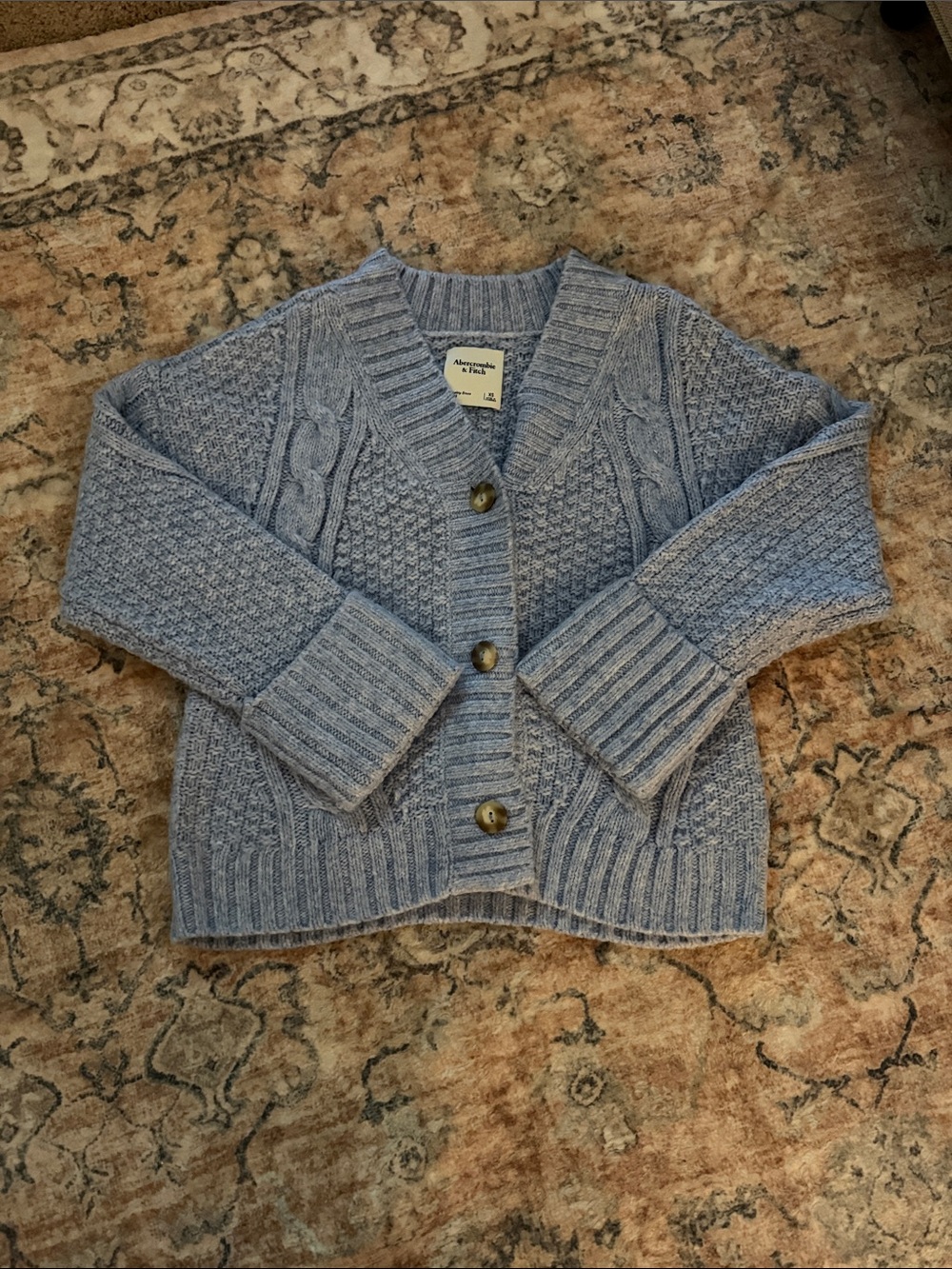 Abercrombie & Fitch Light Blue Cable Knit Button Cardigan